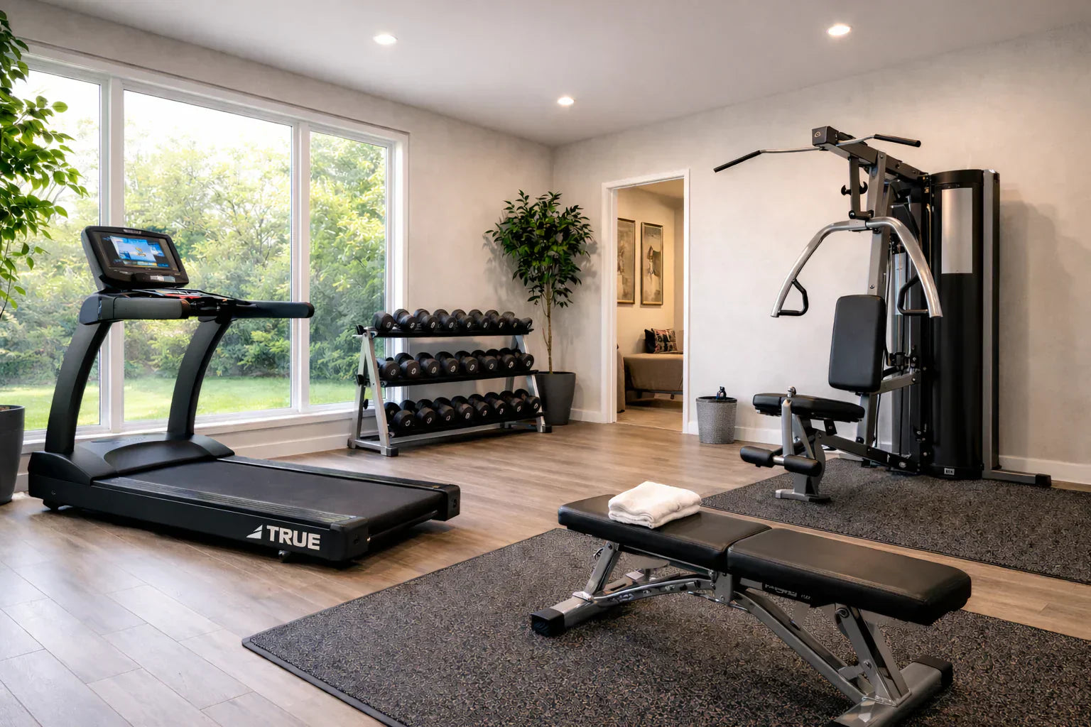 commercial equipment in home gym