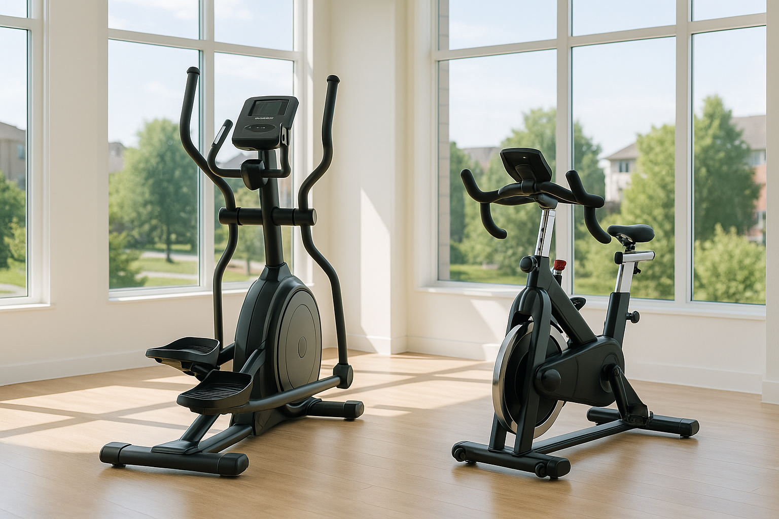 bike and elliptical in a gym