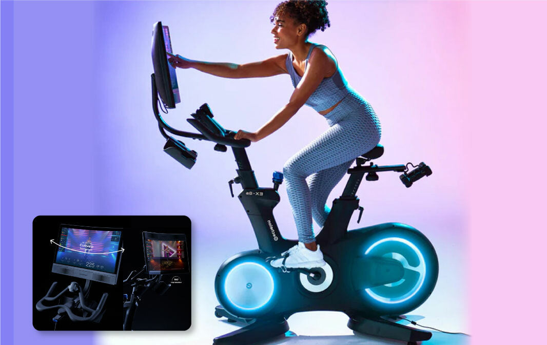 Woman using an indoor bike