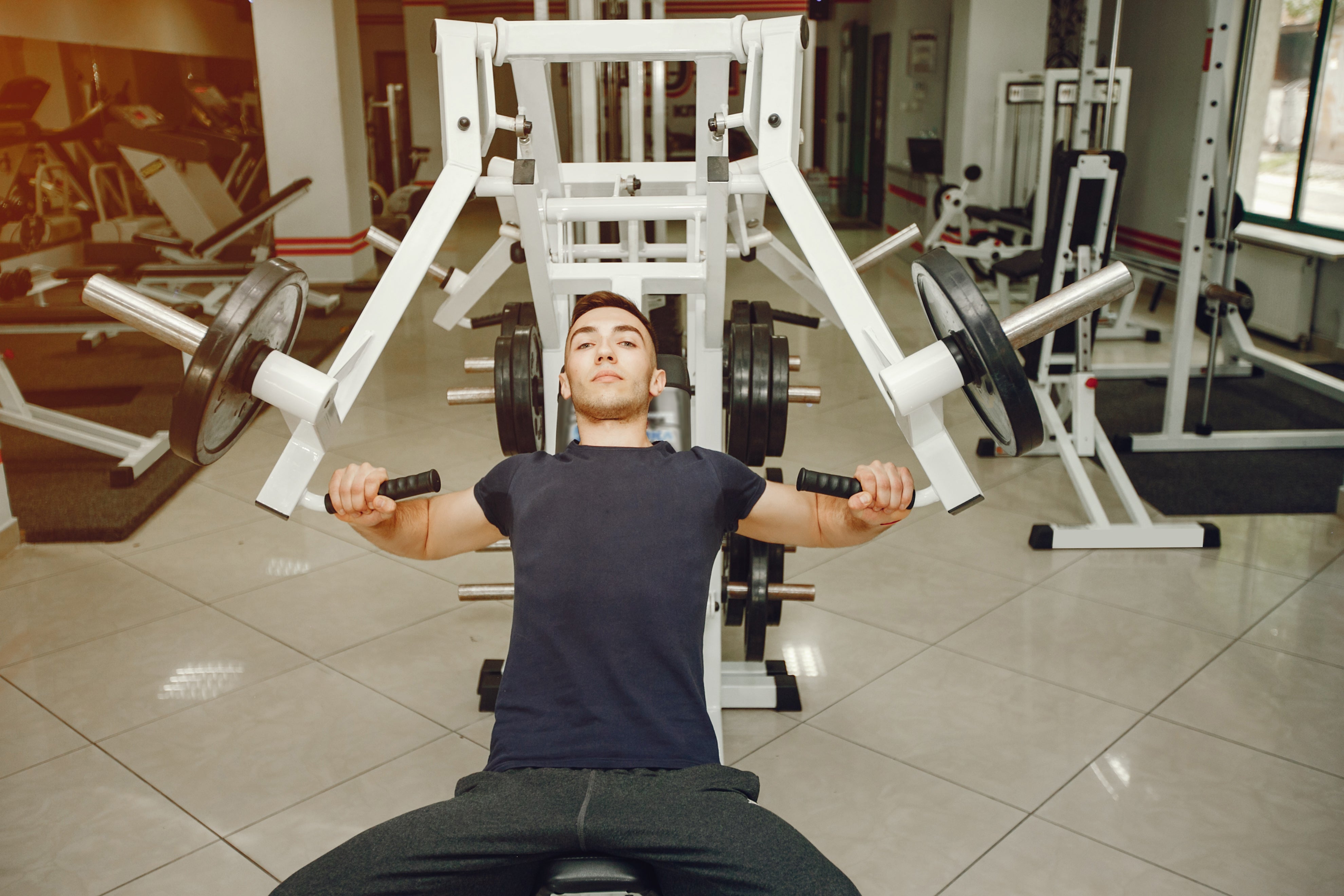 Man using a functional trainer