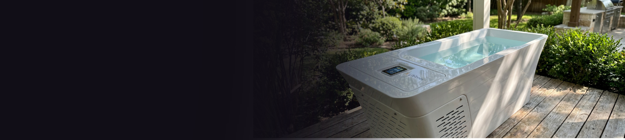 lifetrend 2 in 1 hot and cold tub on nice back porch