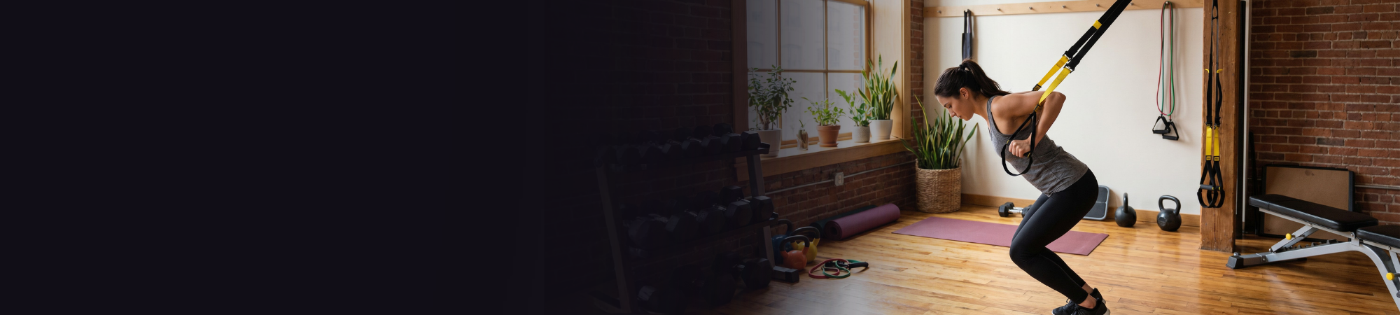 TRX equipment in a home gym