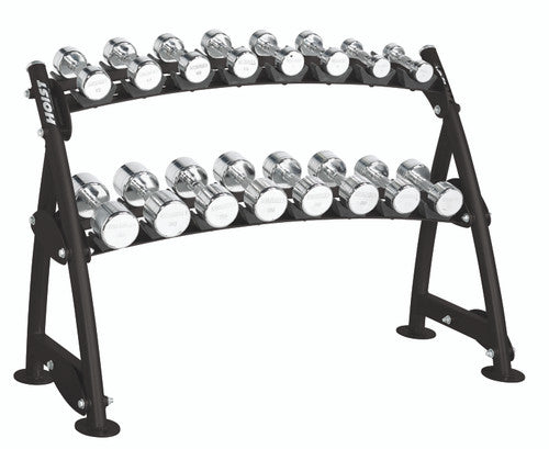 Hoist Fitness CF3462-2 Commercial (2) Tier Horizontal Beauty Dumbbell Rack - FITNESS OUTLET