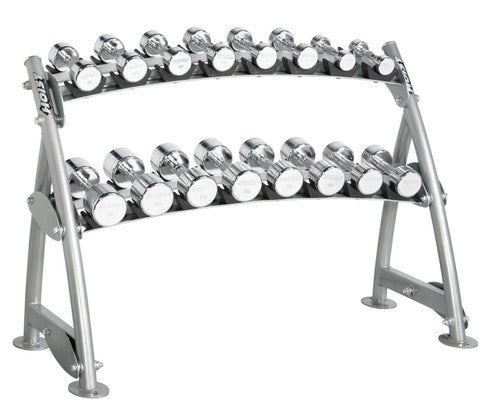 Hoist Fitness CF3462-2 Commercial (2) Tier Horizontal Beauty Dumbbell Rack - FITNESS OUTLET