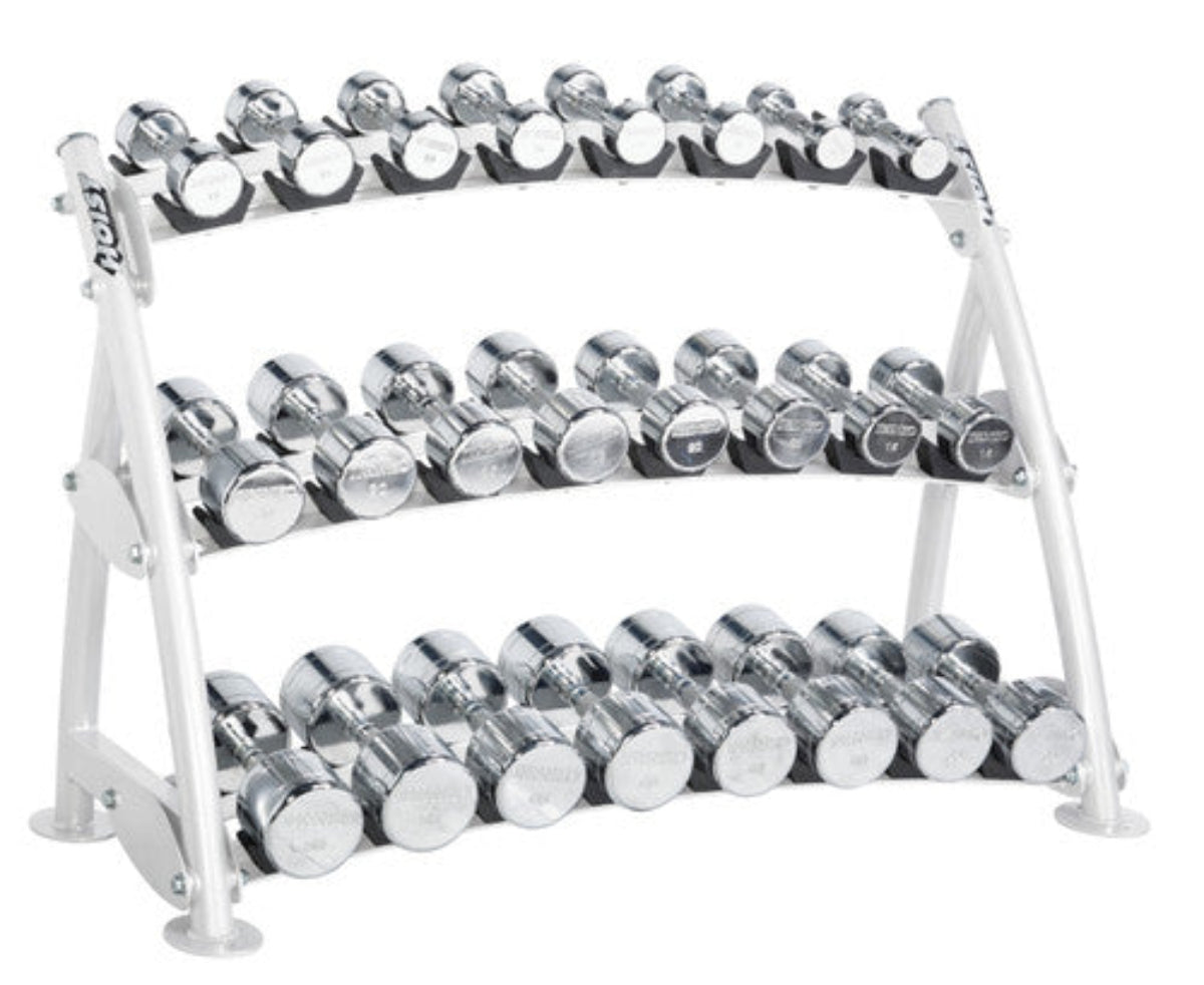 Hoist Fitness CF3462-3 Commercial (3) Tier Horizontal Beauty Dumbbell Rack - FITNESS OUTLET