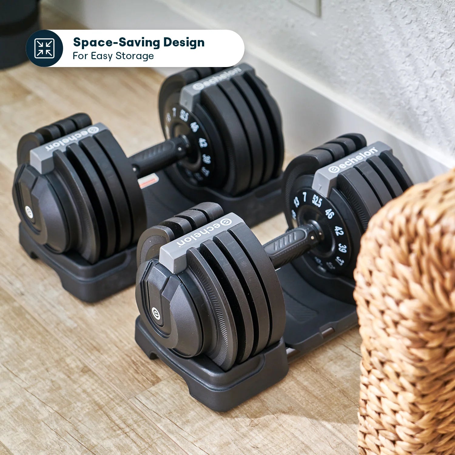 Echelon Strength Adjustable Dumbbells 752 with Stand - Fitness Outlet