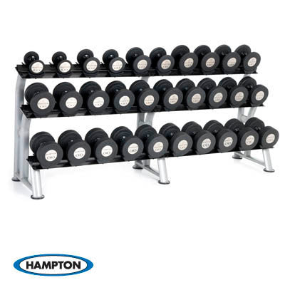 Hampton Gel-Grip Urethane 10 Pair Black Dumbbells (55-100 in 5 lb increments) Club Packs Set