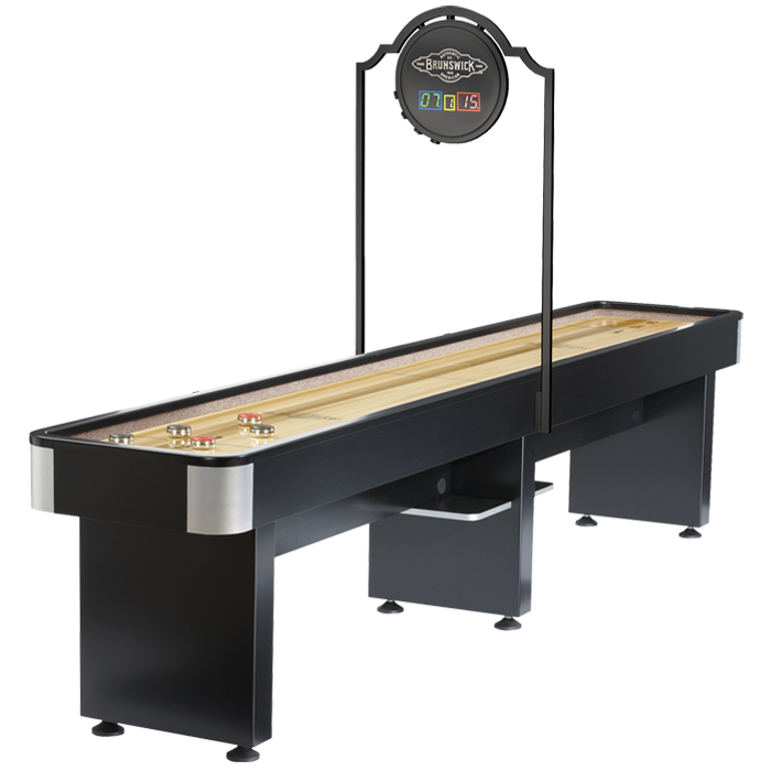 Brunswick Delray II 12ft. Shuffleboard Table Shown with Optional Scorer