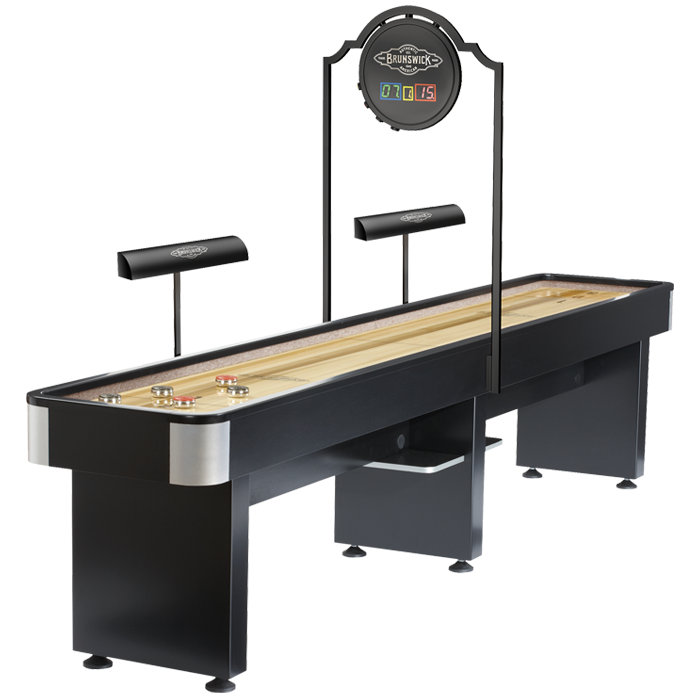 Brunswick Delray II 12ft. Shuffleboard Table Shown with Optional Light Set and Scorer