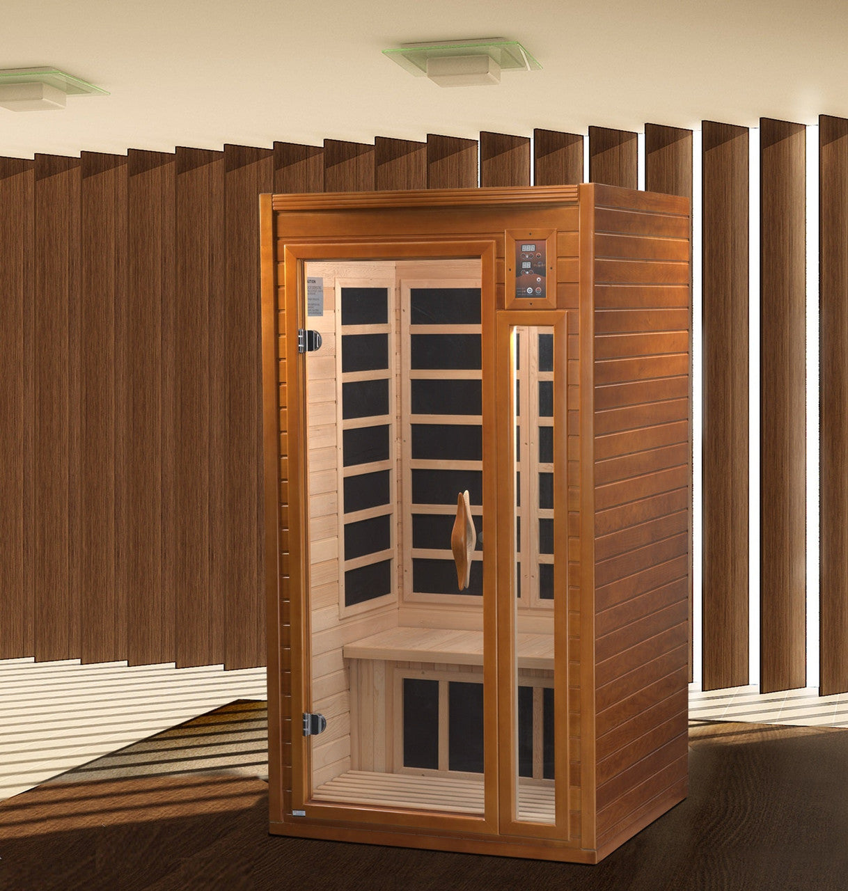 Dynamic Barcelona Elite 1-2-person Ultra Low EMF (Under 3MG) FAR Infrared Sauna (Canadian Hemlock)