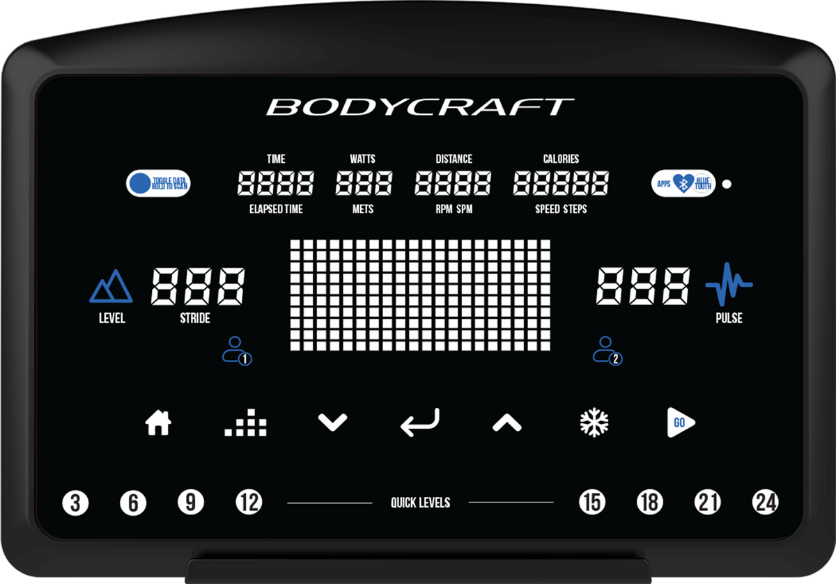 BodyCraft E1200VS Elliptical - LCD Console
