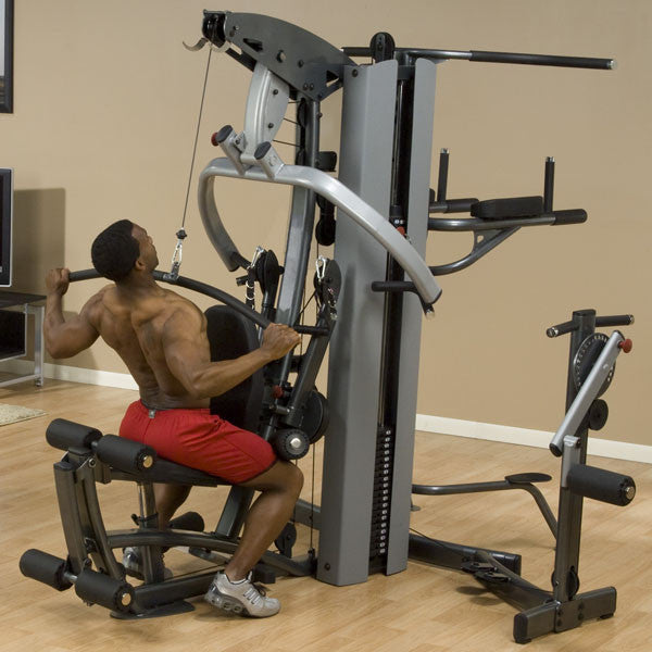 BodySolid F500 Fusion 500 Personal Trainer Gym with Optional Multi Hip Station and Vertical Knee-Raise / Dip Station