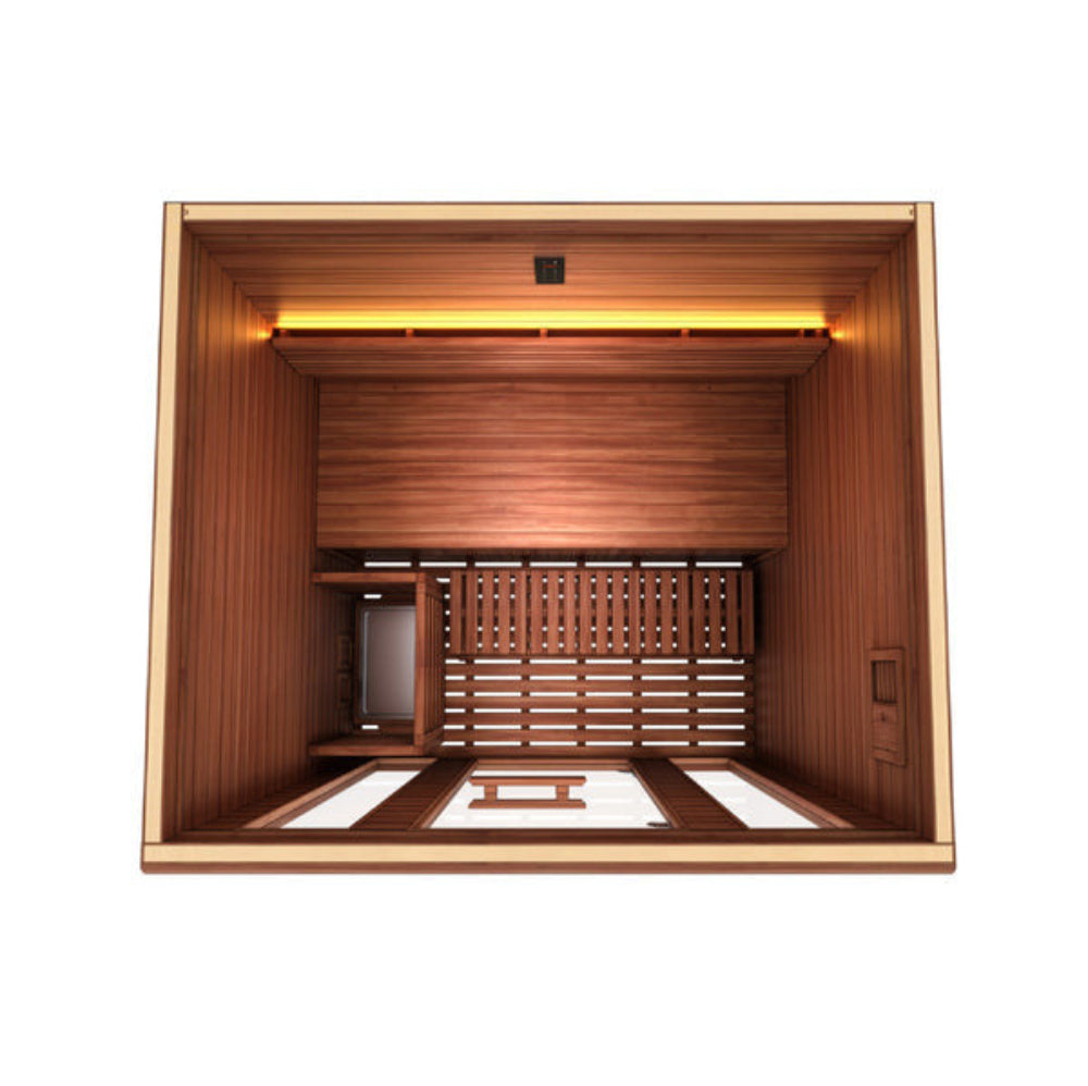 Golden Designs 2025 "Andermatt Edition" 3 Person Traditional Steam Sauna (GDI-7030-01) - Pacific Premium Clear Cedar