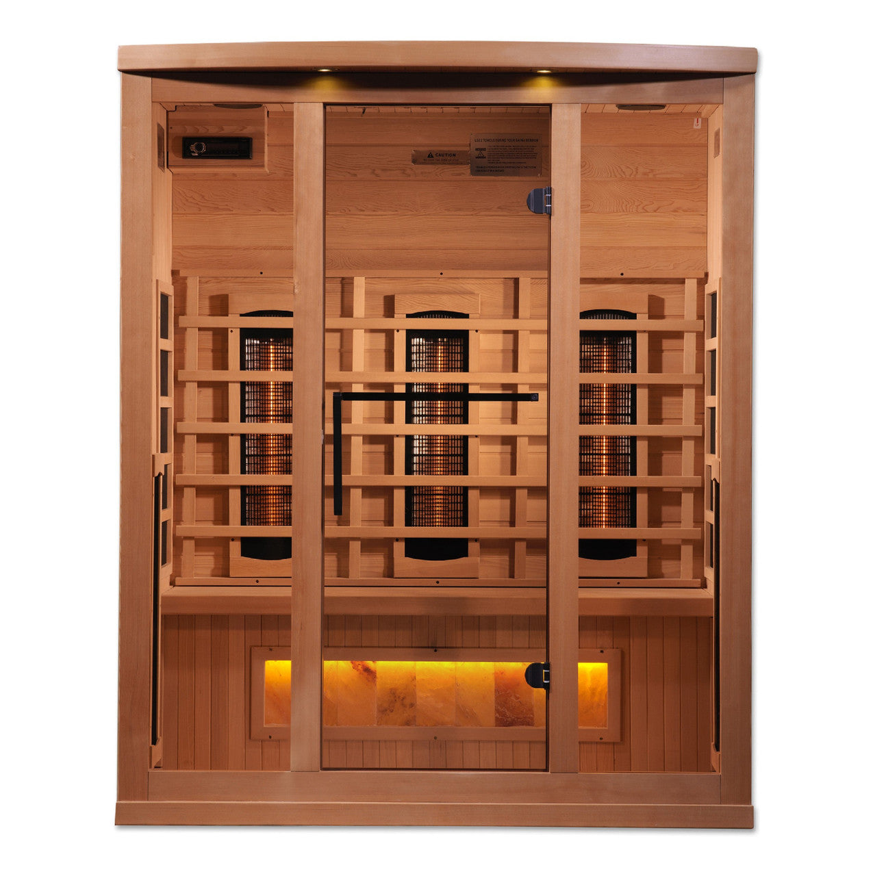 Golden Designs 3-Person Full Spectrum PureTech™ Near Zero EMF FAR Infrared Sauna with Himalayan Salt Bar (Canadian Hemlock)