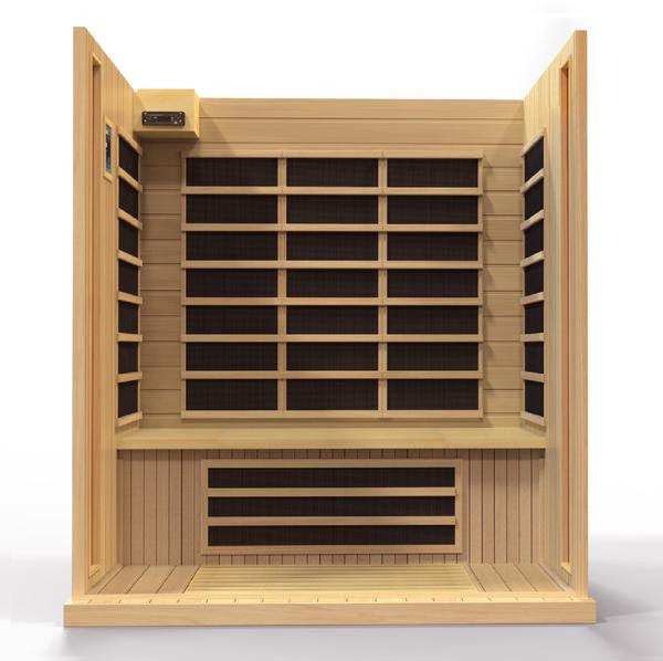 Golden Designs 4-Person Full Spectrum PureTech™ Near Zero EMF FAR Infrared Sauna with Himalayan Salt Bar (Canadian Hemlock)
