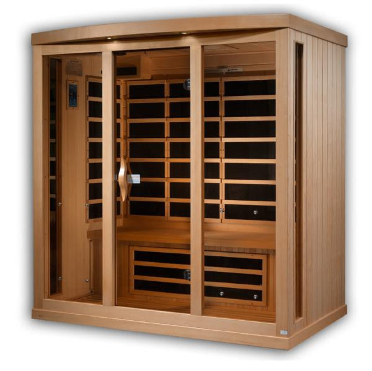Golden Designs 4-Person Full Spectrum PureTech™ Near Zero EMF FAR Infrared Sauna with Himalayan Salt Bar (Canadian Hemlock)