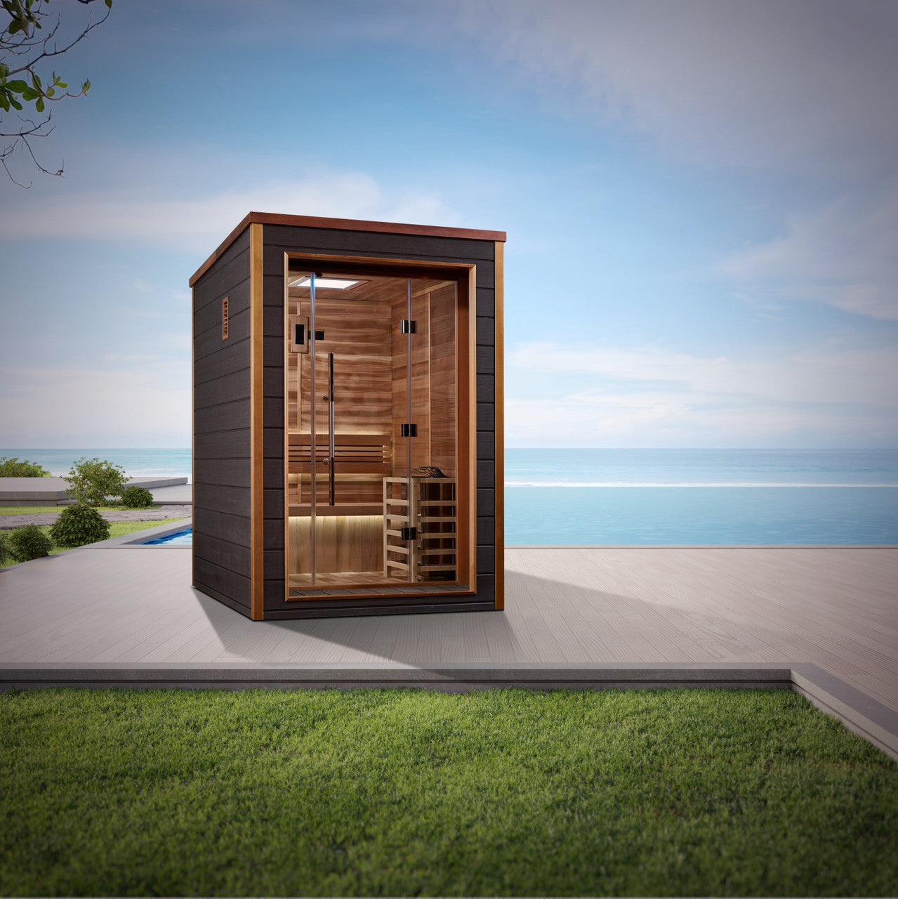 Golden Designs Narvik 2 Person Outdoor Traditional Sauna (GDI-8202-01) - Canadian Red Cedar Interior
