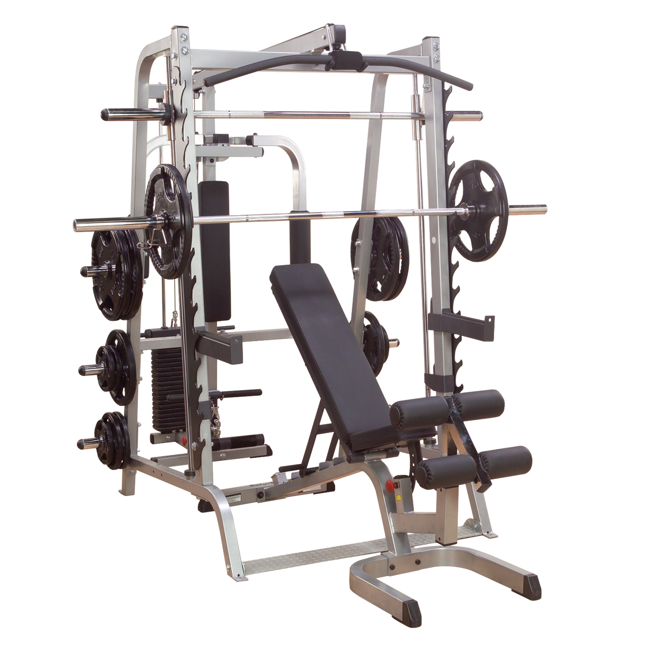 Body-Solid Series 7 Smith Gym shown with Optional Rubber Grip Olympic Weight Set