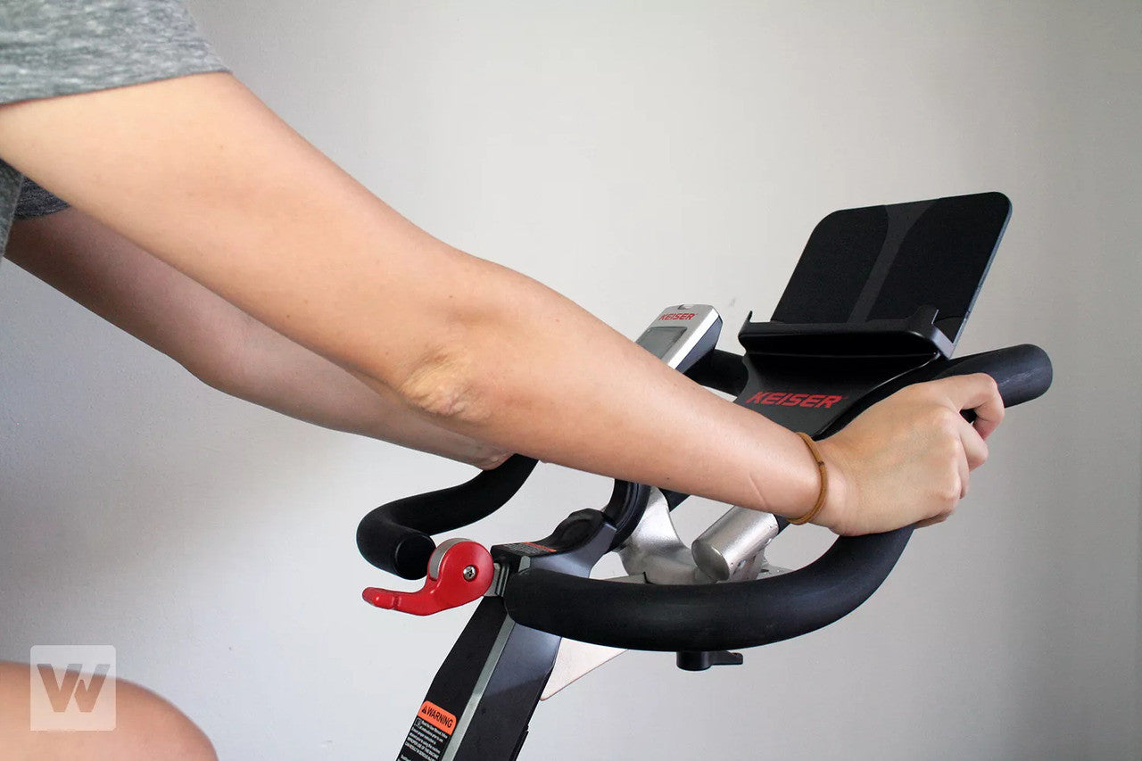 Keiser M3i Indoor Cycle with Bluetooth, Media Tray, Stretch Pads, Floor Mat, M Connect Display