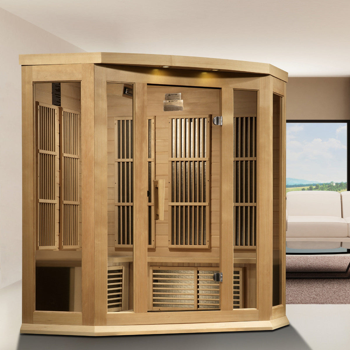 Maxxus 3-Person Corner Near Zero EMF (Under 2MG) FAR Infrared Sauna (Canadian Hemlock)