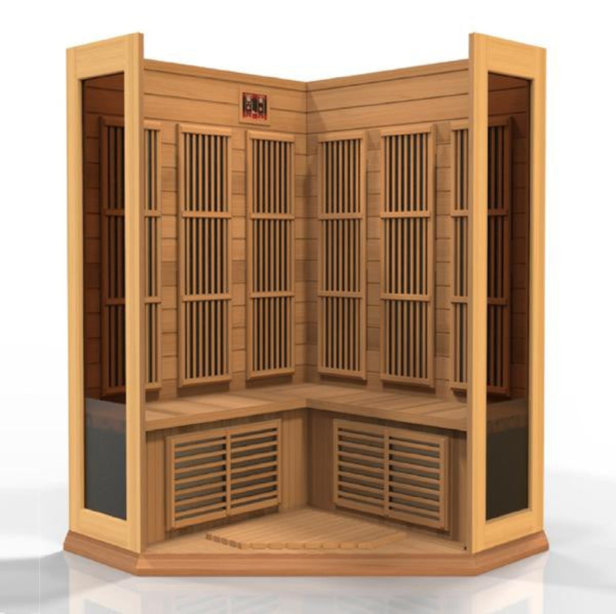 Maxxus 3-Person Corner Low EMF (Under 8MG) FAR Infrared Sauna (Canadian Red Cedar)