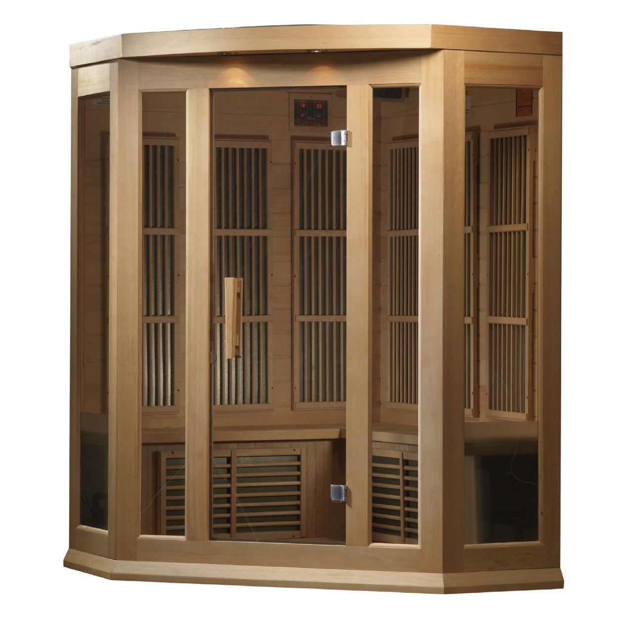 Maxxus 3-Person Corner Low EMF (Under 8MG) FAR Infrared Sauna (Canadian Hemlock)