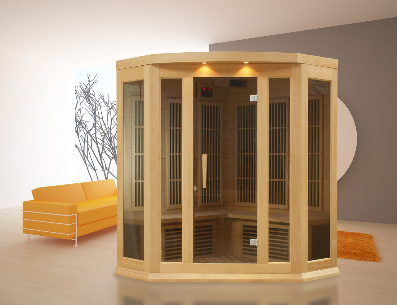 Maxxus 3-Person Corner Low EMF (Under 8MG) FAR Infrared Sauna (Canadian Hemlock)