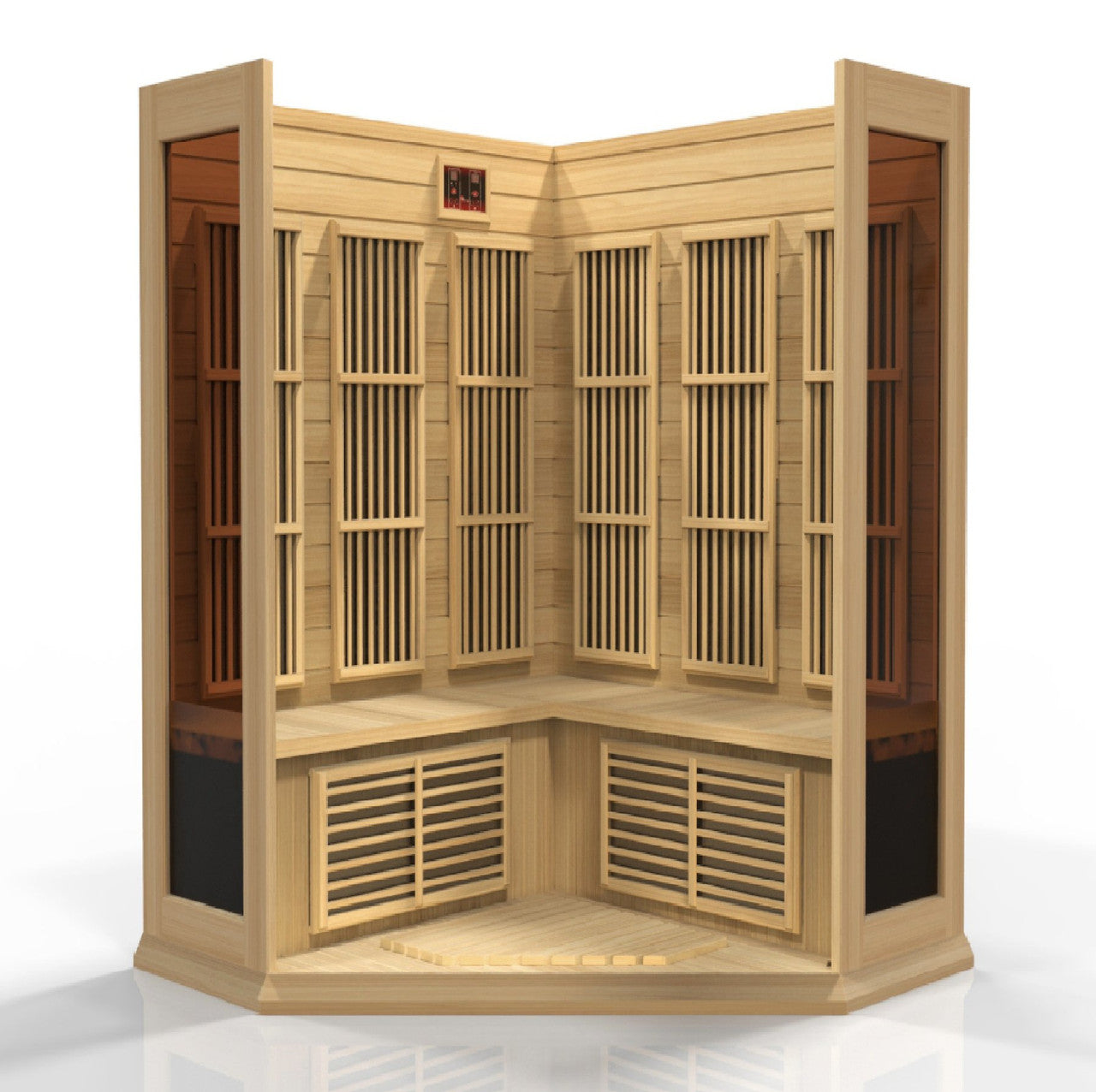 Maxxus 3-Person Corner Low EMF (Under 8MG) FAR Infrared Sauna (Canadian Hemlock)