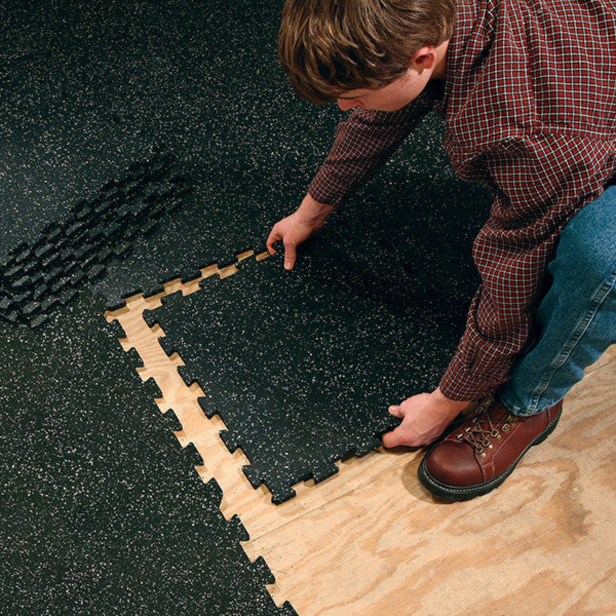Body-Solid Tools Interlocking Rubber Flooring (Speckled)