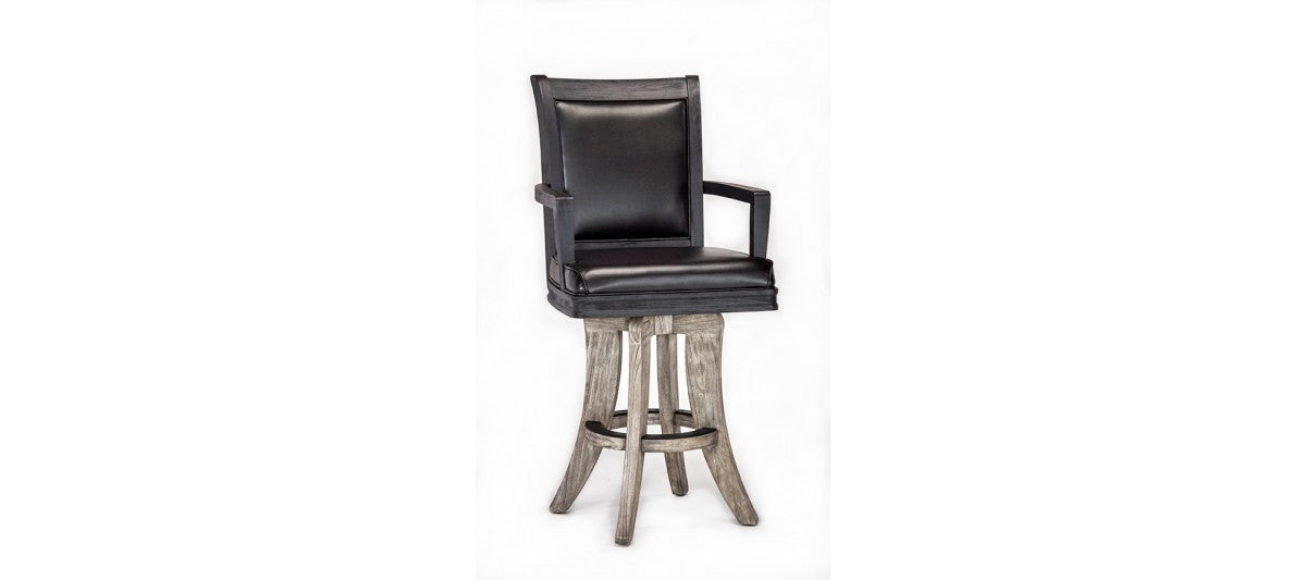 Brunswick Centennial High Back Bar Stool Set of 2 - BLACK WIRE BRUSH/RUSTINC GREY