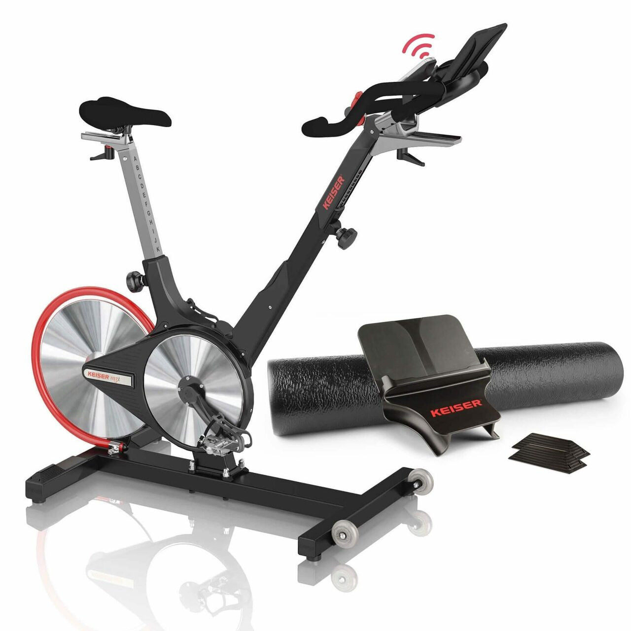 Keiser M3i Indoor Cycle with Bluetooth, Media Tray, Stretch Pads, Floor Mat, M Connect Display