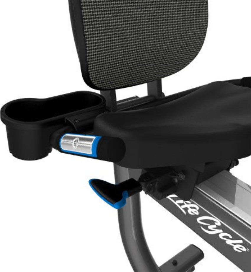 Seat and adjustability of Life Fitness RS3 Bike with GO Console.