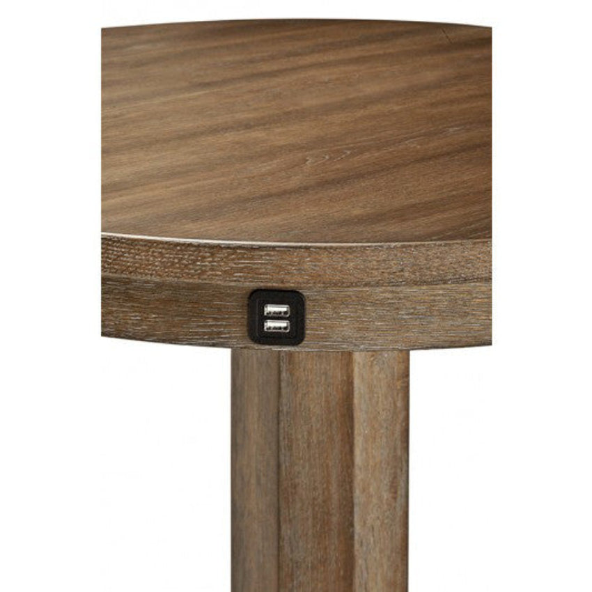 Brunswick Traditional Pub Table with USB Port - RUSTIC BROWN