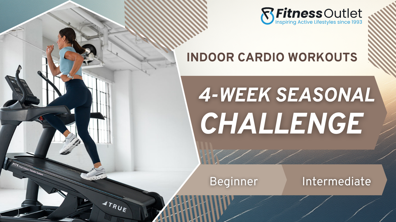 seasonal indoor cardio challenge. woman running on a treadmill.