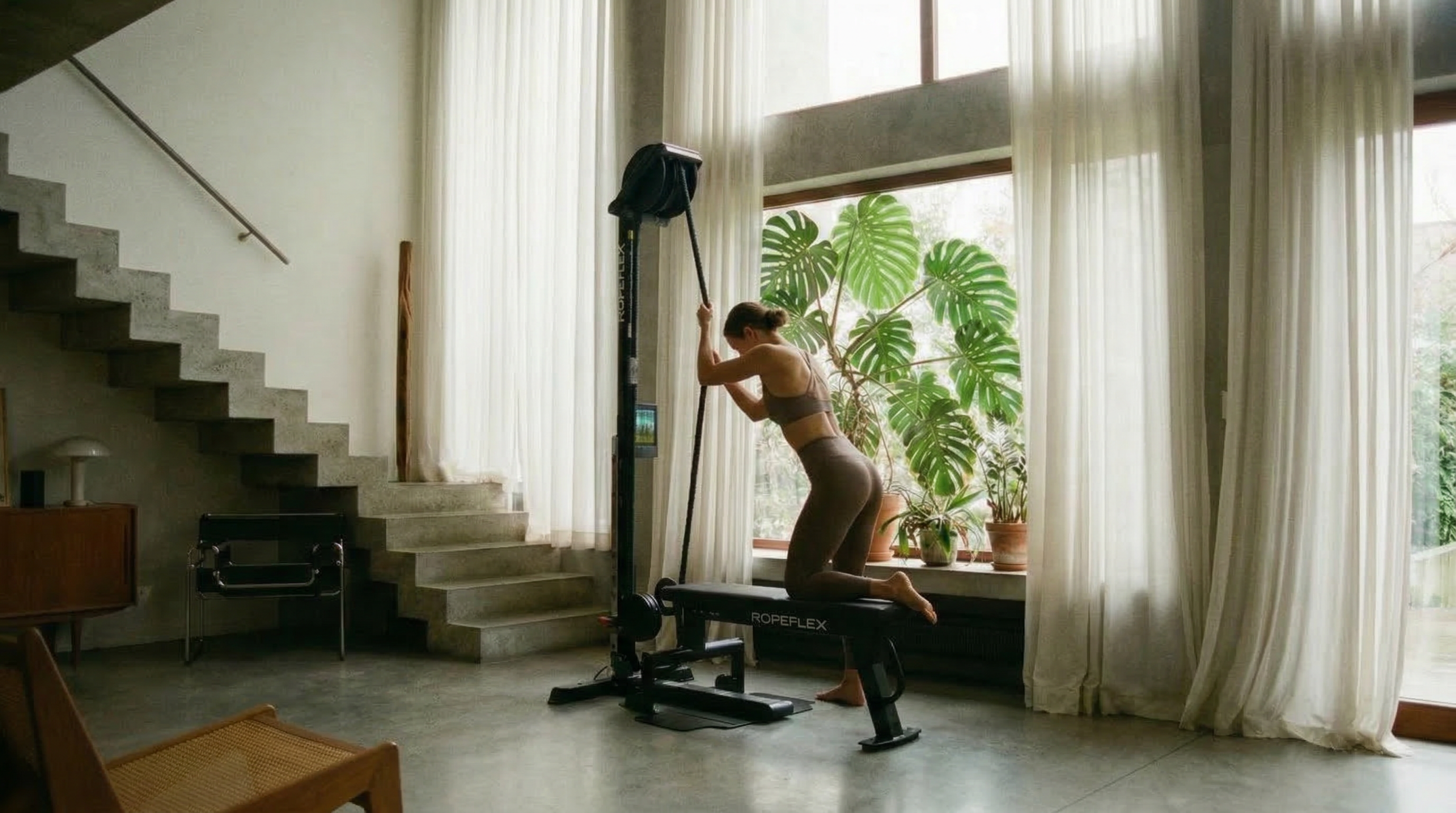 rope pulling machine in home gym