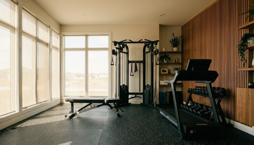 home gym with flooring