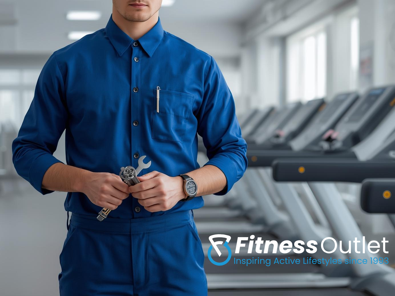 technician with tools and treadmills