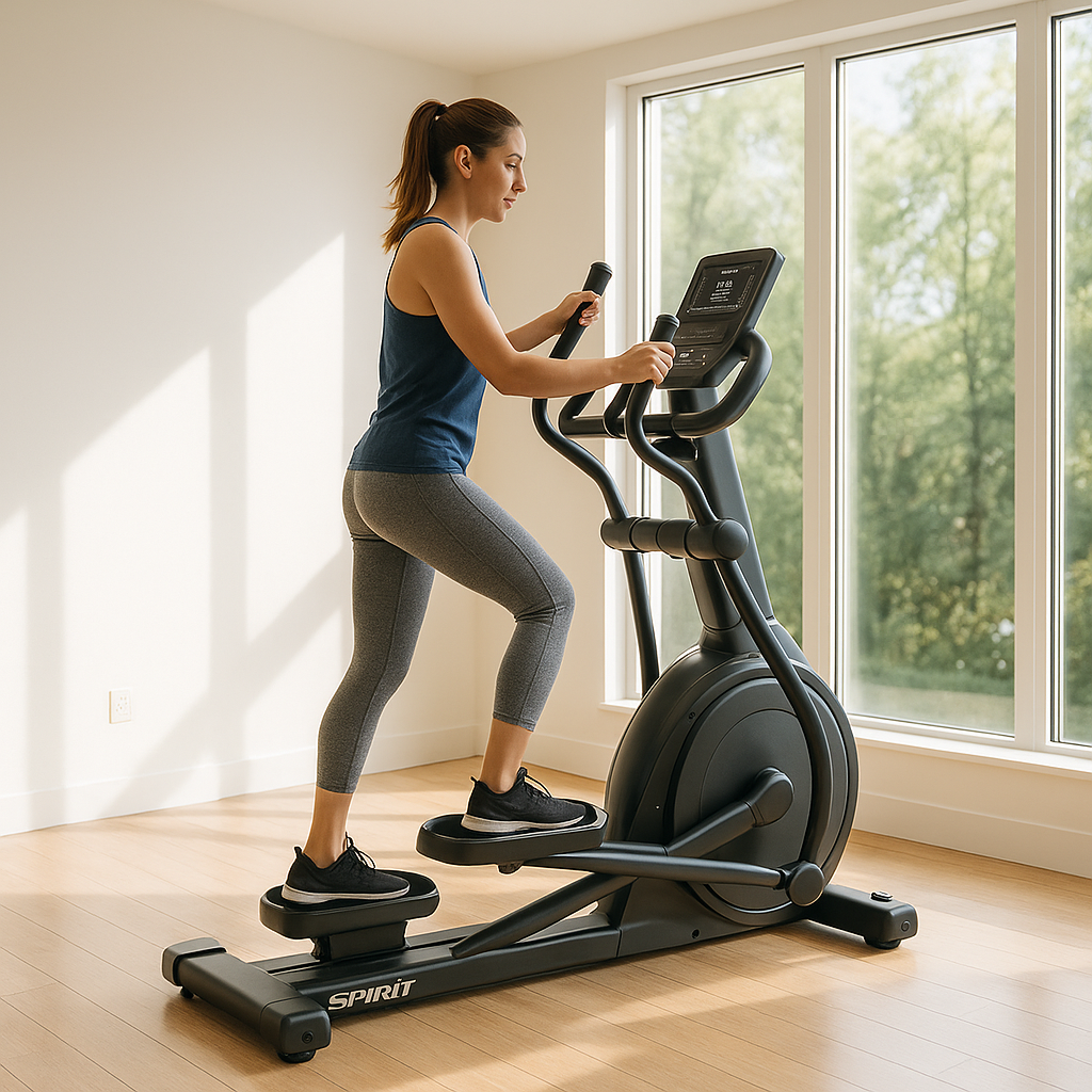Woman using an elliptical 
