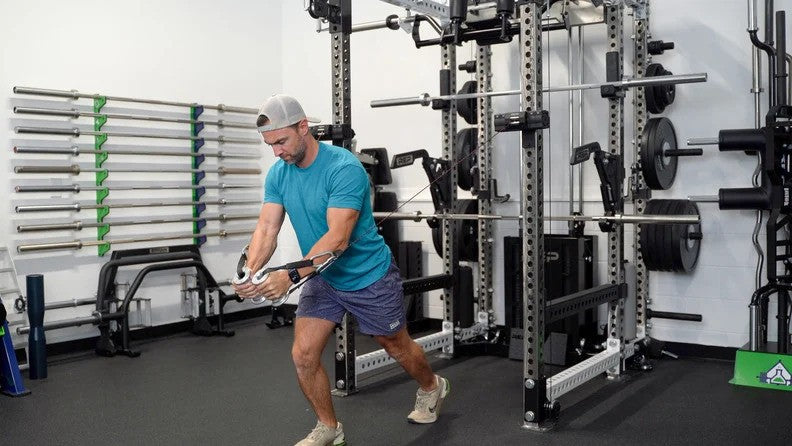 Man using a functional trainer