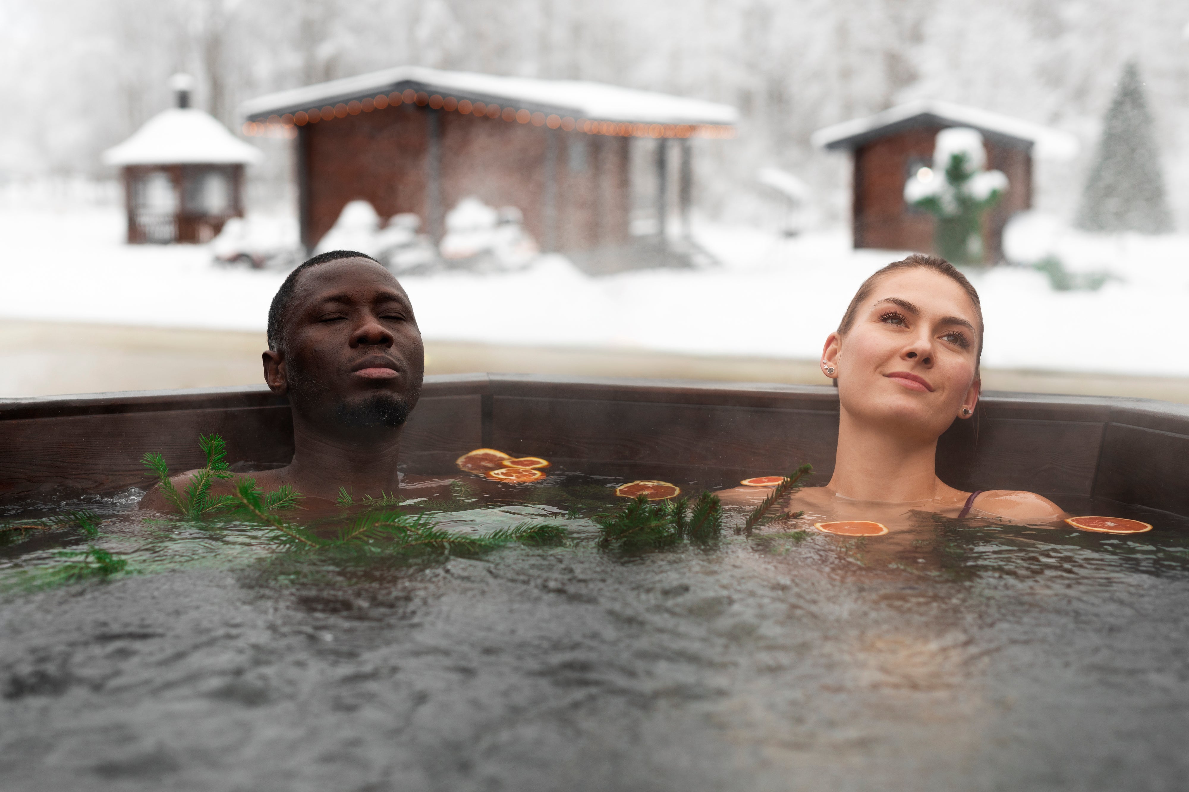 Two people in cold plunge tub