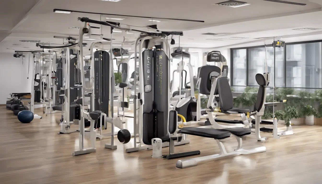 Various exercise equiptment in gym