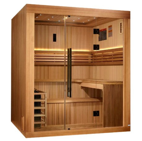 Golden Designs "Osla Edition" 6 Person Traditional Sauna - Canadian Red Cedar Interior and Pacific Premium Clear Cedar Exterior