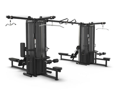 True Fitness TMS8000 Dual Modular Frame With Cable Crossover (TMS8000 Shown with Optional Lat Pull Downs, Vertical Columns, Seated Rows and Shrouds)