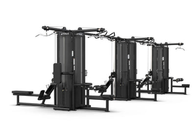 True Fitness TMS12000 3 Modular Frames With Dual Cable Crossovers (TMS12000 Shown with Optional Lat Pull Downs, Vertical Columns, Seated Rows and Shrouds)