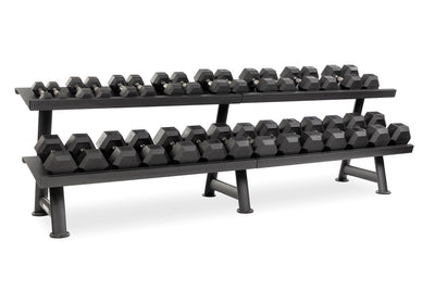 Hampton Urethane Dura-Bell 16 Pair Horizontal Racking Dumbbell Set with one 2T-FLT Rack