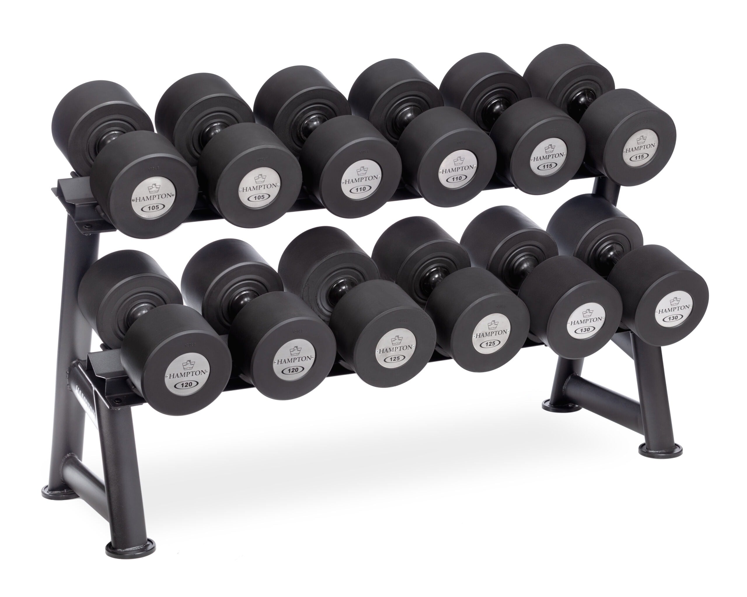 Hampton Gel-Grip Urethane 6 Pair Black Dumbbells (105-130 in 5 lb increments) Club Pack Set