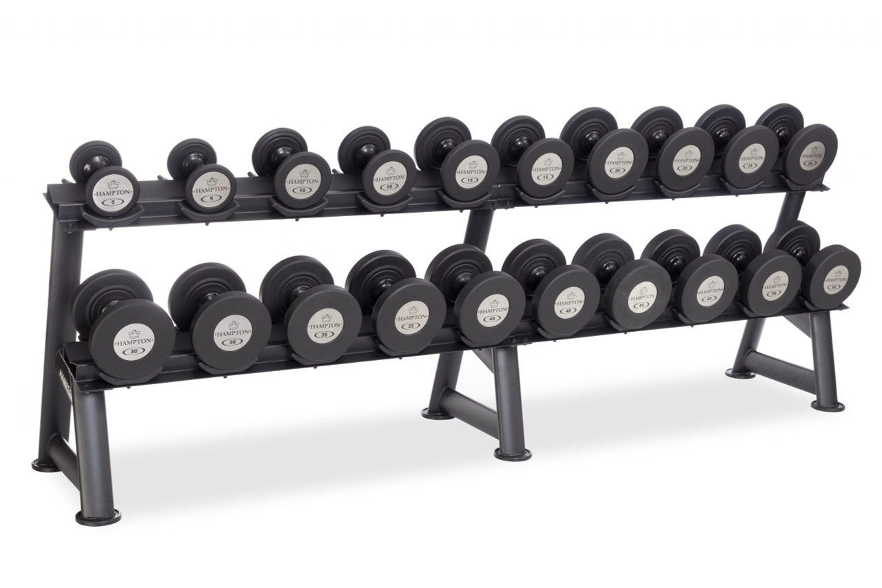 Hampton Gel-Grip Urethane 10 Pair Black Dumbbells (5-50 in 5 lb increments) Club Packs Set