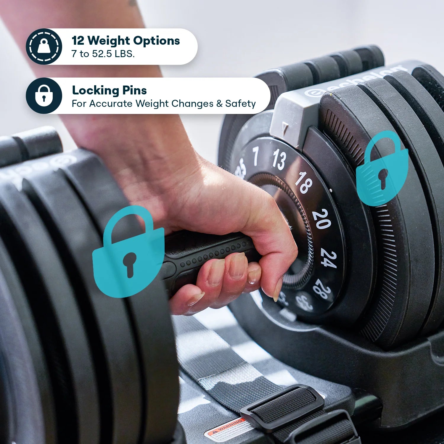 Echelon Strength Adjustable Dumbbells 752 with Stand - Fitness Outlet