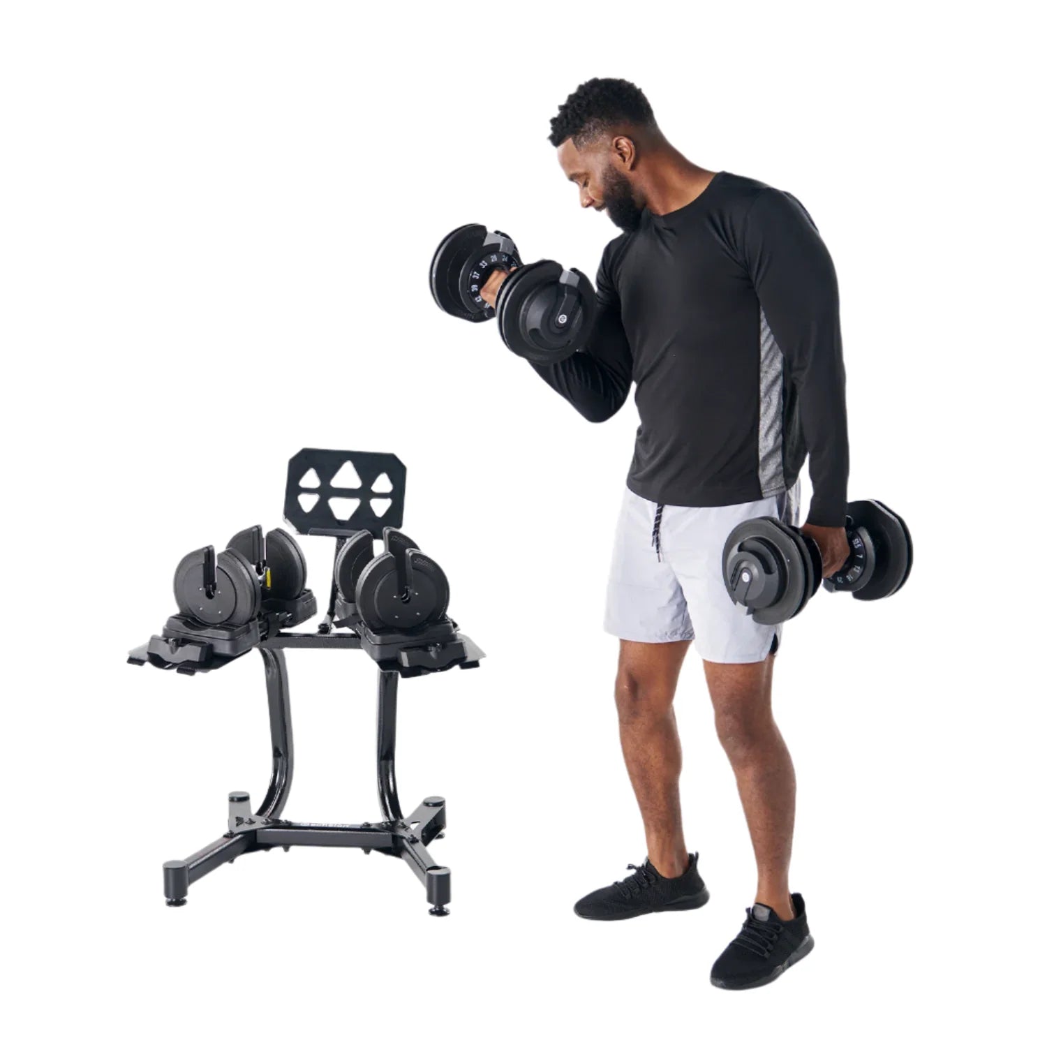 Echelon Strength Adjustable Dumbbells 752 with Stand - Fitness Outlet