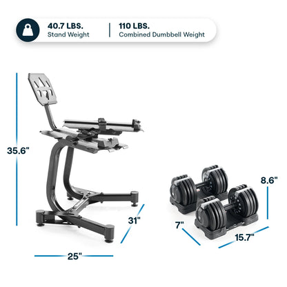 Echelon Strength Adjustable Dumbbells 752 with Stand - Fitness Outlet